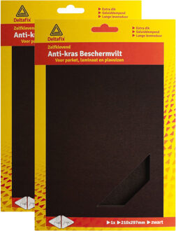 Deltafix Anti-krasvilt - 2x A4 knipvel - zwart - 210 x 297 mm - rechthoek - zelfklevend - meubel beschermvil