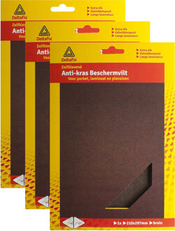 Deltafix Anti-krasvilt - 3x A4 knipvel - bruin - 210 x 297 mm - rechthoek - zelfklevend - meubel beschermvil