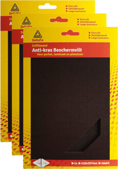 Deltafix Anti-krasvilt - 3x A4 knipvel - zwart - 210 x 297 mm - rechthoek - zelfklevend - meubel beschermvil