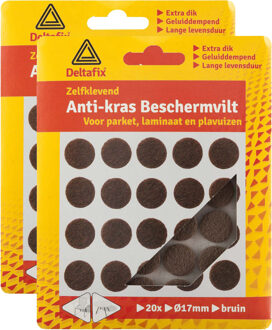 Deltafix Anti-krasvilt - 40x - bruin - 17 mm - rond - zelfklevend - meubel beschermvilt