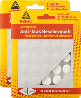 Deltafix Anti-krasvilt - 40x - wit - 17 mm - rond - zelfklevend - meubel beschermvilt