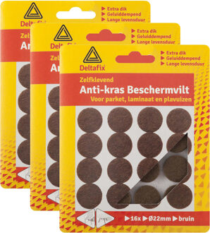 Deltafix Anti-krasvilt - 48x - bruin - 22 mm - rond - zelfklevend - meubel beschermvilt
