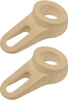 Deltafix Block it Deurwig - 2x - beige - TPE kunststof - 12 x 3,8 cm - deurstopper - Deurstoppers