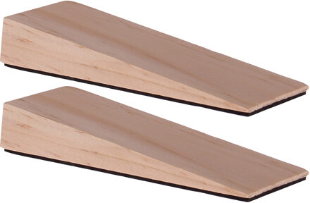 Deltafix Deurwig - 2x - hout - anti-slip - 12 x 2 cm - deurstopper - Deurstoppers Bruin