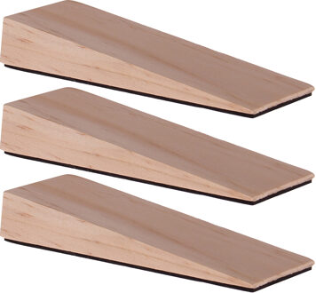 Deltafix Deurwig - 3x - hout - anti-slip - 12 x 2 cm - deurstopper