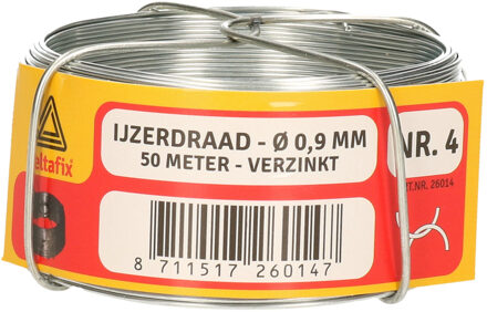 Deltafix IJzerdraad - 1x rol - 0,9 mm x 50 m - verzinkt staal - binddraad