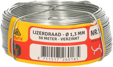 Deltafix IJzerdraad - 1x rol - 1,3 mm x 50 m - verzinkt staal - binddraad