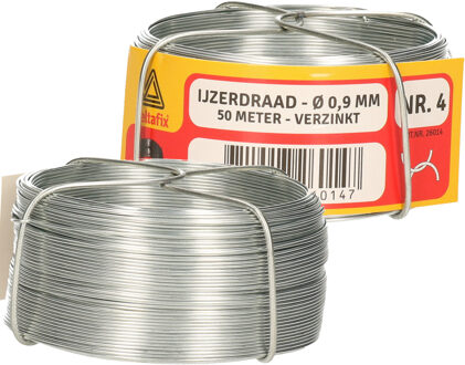 Deltafix IJzerdraad - 2x rol - 0,9 mm x 50 m - verzinkt staal - binddraad