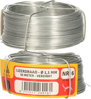 Deltafix IJzerdraad - 2x rol - 1,1 mm x 50 m - verzinkt staal - binddraad