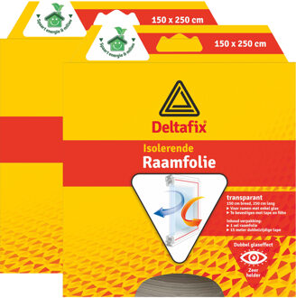 Deltafix Raam isolatiefolie - 2x - transparant - 150 x 250 cm - incl. bevestigingstape - energiebesparend
