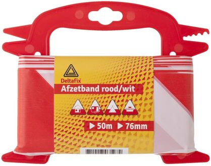 Deltafix rood-wit - Afzetlint - Kunststof - 50mx76mm - 1 stuk