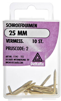 Deltafix Schroefduimen - 10x - vermessingd metaal - 25 mm - ijzerwaren