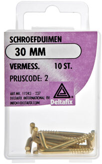 Deltafix Schroefduimen - 10x - vermessingd metaal - 30 mm - ijzerwaren