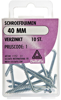 Deltafix Schroefduimen - 10x - verzinkt metaal - 40 mm - ijzerwaren