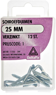 Deltafix Schroefduimen - 12x - verzinkt metaal - 25 mm - ijzerwaren