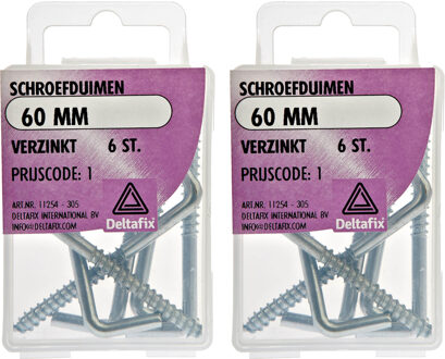 Deltafix Schroefduimen - 12x - verzinkt metaal - 60 mm - ijzerwaren