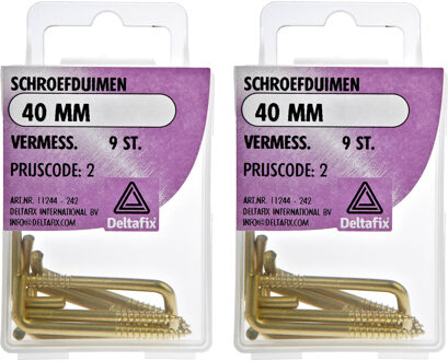 Deltafix Schroefduimen - 18x - vermessingd metaal - 40 mm - ijzerwaren