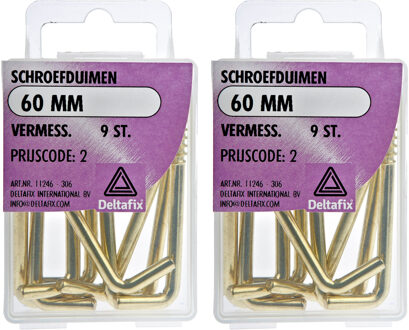 Deltafix Schroefduimen - 18x - vermessingd metaal - 60 mm - ijzerwaren