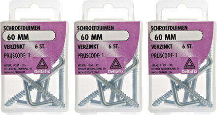 Deltafix Schroefduimen - 18x - verzinkt metaal - 60 mm - ijzerwaren