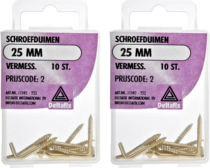 Deltafix Schroefduimen - 20x - vermessingd metaal - 25 mm - ijzerwaren