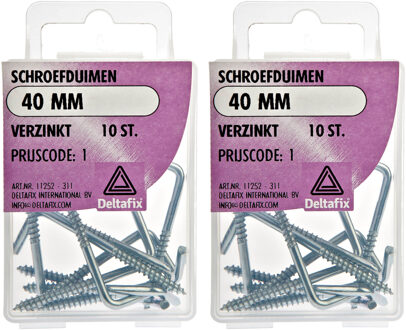 Deltafix Schroefduimen - 20x - verzinkt metaal - 40 mm - ijzerwaren