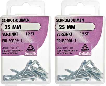 Deltafix Schroefduimen - 24x - verzinkt metaal - 25 mm - ijzerwaren