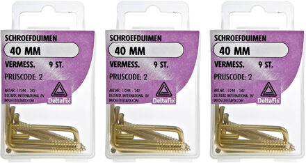 Deltafix Schroefduimen - 27x - vermessingd metaal - 40 mm - ijzerwaren