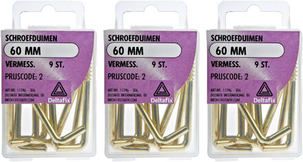 Deltafix Schroefduimen - 27x - vermessingd metaal - 60 mm - ijzerwaren