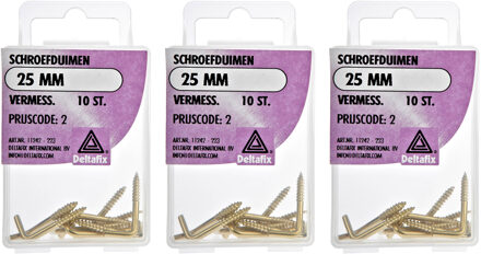 Deltafix Schroefduimen - 30x - vermessingd metaal - 25 mm - ijzerwaren