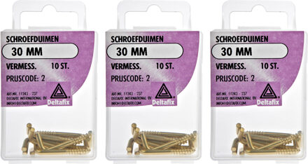 Deltafix Schroefduimen - 30x - vermessingd metaal - 30 mm - ijzerwaren