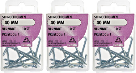 Deltafix Schroefduimen - 30x - verzinkt metaal - 40 mm - ijzerwaren