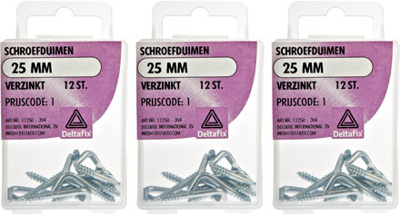 Deltafix Schroefduimen - 36x - verzinkt metaal - 25 mm - ijzerwaren