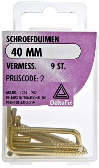 Deltafix Schroefduimen - 9x - vermessingd metaal - 40 mm - ijzerwaren