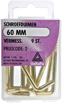 Deltafix Schroefduimen - 9x - vermessingd metaal - 60 mm - ijzerwaren