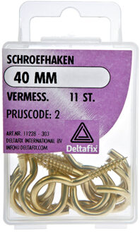 Deltafix Schroefhaken - 11x - vermessingd metaal - 40 mm - ijzerwaren