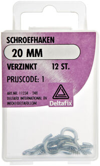 Deltafix Schroefhaken - 12x - verzinkt metaal - 20 mm - ijzerwaren