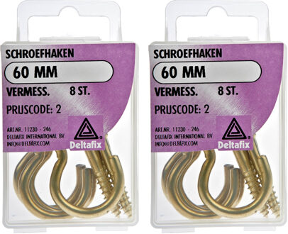 Deltafix Schroefhaken - 16x - vermessingd metaal - 60 mm - ijzerwaren