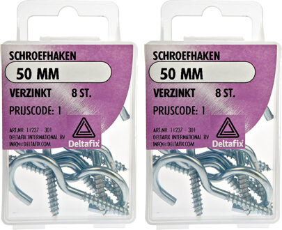Deltafix Schroefhaken - 16x - verzinkt metaal - 50 mm - ijzerwaren