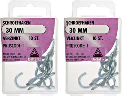 Deltafix Schroefhaken - 20x - verzinkt metaal - 30 mm - ijzerwaren