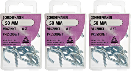 Deltafix Schroefhaken - 24x - verzinkt metaal - 50 mm - ijzerwaren