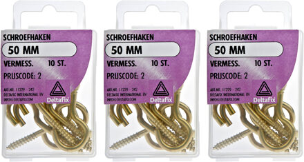 Deltafix Schroefhaken - 30x - vermessingd metaal - 50 mm - ijzerwaren