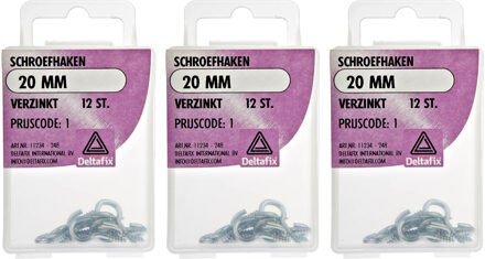 Deltafix Schroefhaken - 36x - verzinkt metaal - 20 mm - ijzerwaren