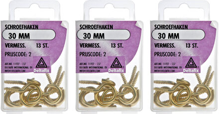 Deltafix Schroefhaken - 39x - vermessingd metaal - 30 mm - ijzerwaren