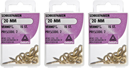 Deltafix Schroefhaken - 45x - vermessingd metaal - 20 mm - ijzerwaren