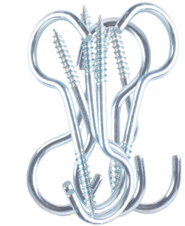 Deltafix Schroefhaken - 6x - verzinkt metaal - 60 mm - ijzerwaren