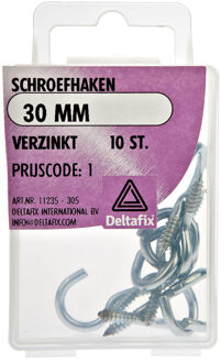 Deltafix Schroefhaken, gebogen 30 mm Staal verzinkt (10 stuks)