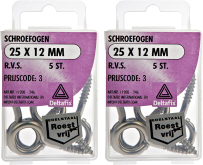 Deltafix Schroefogen - 10x - verzinkt metaal - 25 x 12 mm - ijzerwaren