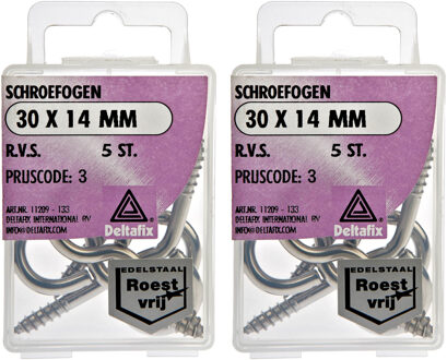 Deltafix Schroefogen - 10x - verzinkt metaal - 30 x 14 mm - ijzerwaren
