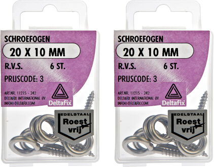 Deltafix Schroefogen - 12x - verzinkt metaal - 20 x 10 mm - ijzerwaren