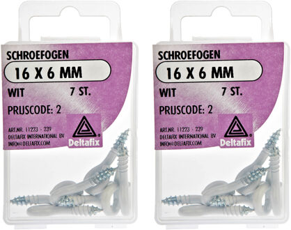 Deltafix Schroefogen - 14x - verzinkt metaal - wit - 16 x 6 mm - ijzerwaren